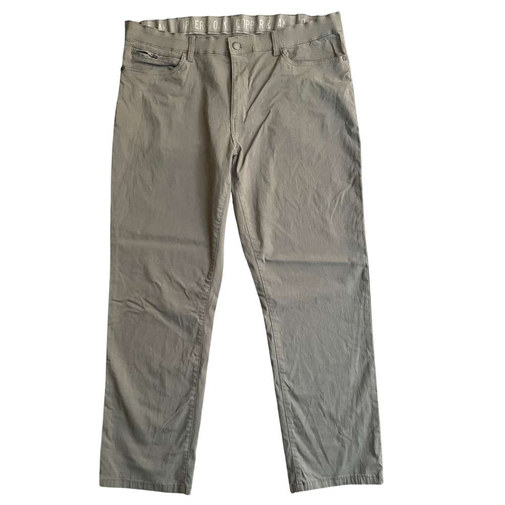 Copper & Oak Tech Pants Mens 38x30 Olive Grey Straight 5-Pocket Stretch Gorpcore